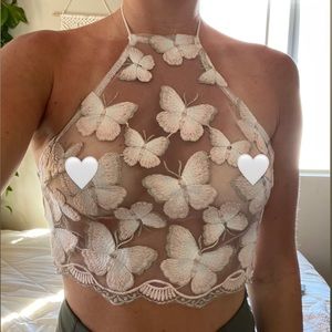 Mesh Butterfly Halter Top